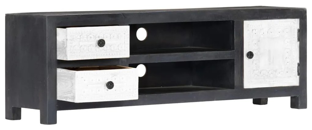 Móvel TV esculpido à mão 120x30x40 cm mangueira cinzento/branco