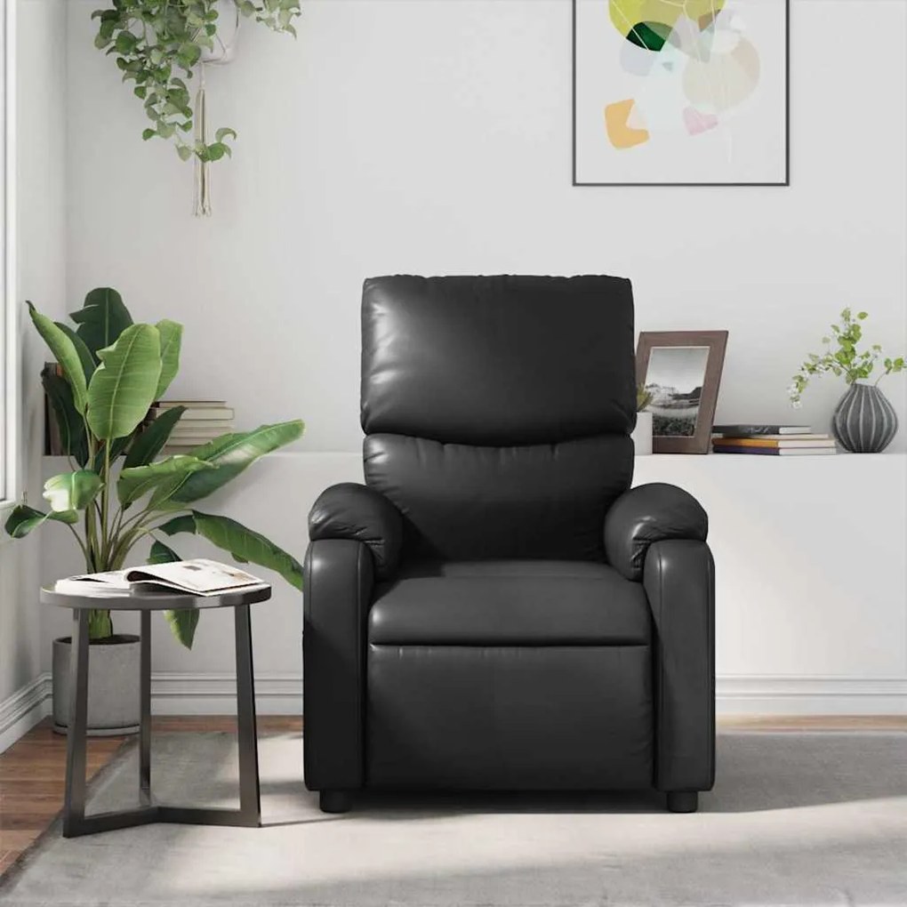 Poltrona de massagens reclinável couro artificial preto