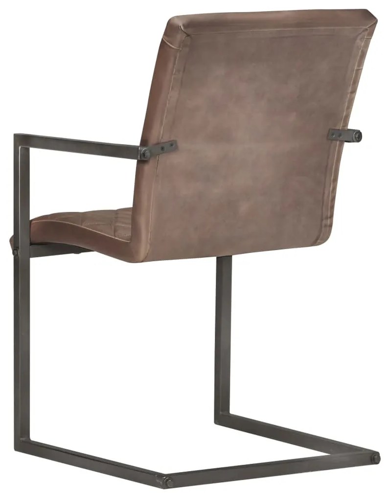 Cadeiras de jantar cantilever 4 pcs couro genuíno castanho