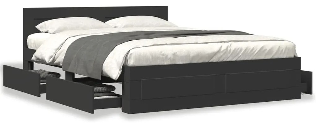 Estrutura cama c/ cabeceira sem colchão 160x200 cm preto