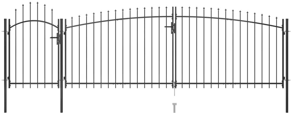 Portão p/ cerca de jardim com topo em lanças 5x2 m aço preto