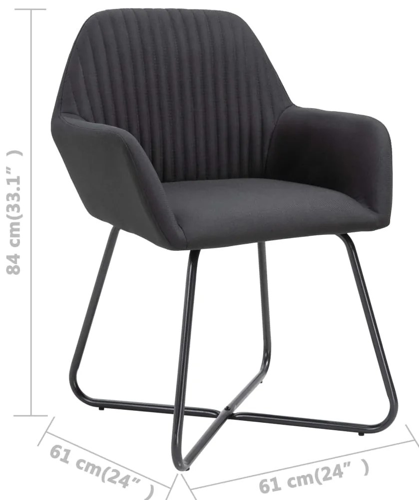 Cadeiras de jantar 2 pcs tecido preto