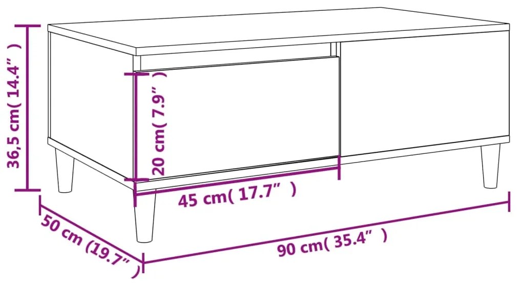 Mesa de centro 90x50x36,5 cm derivados de madeira preto