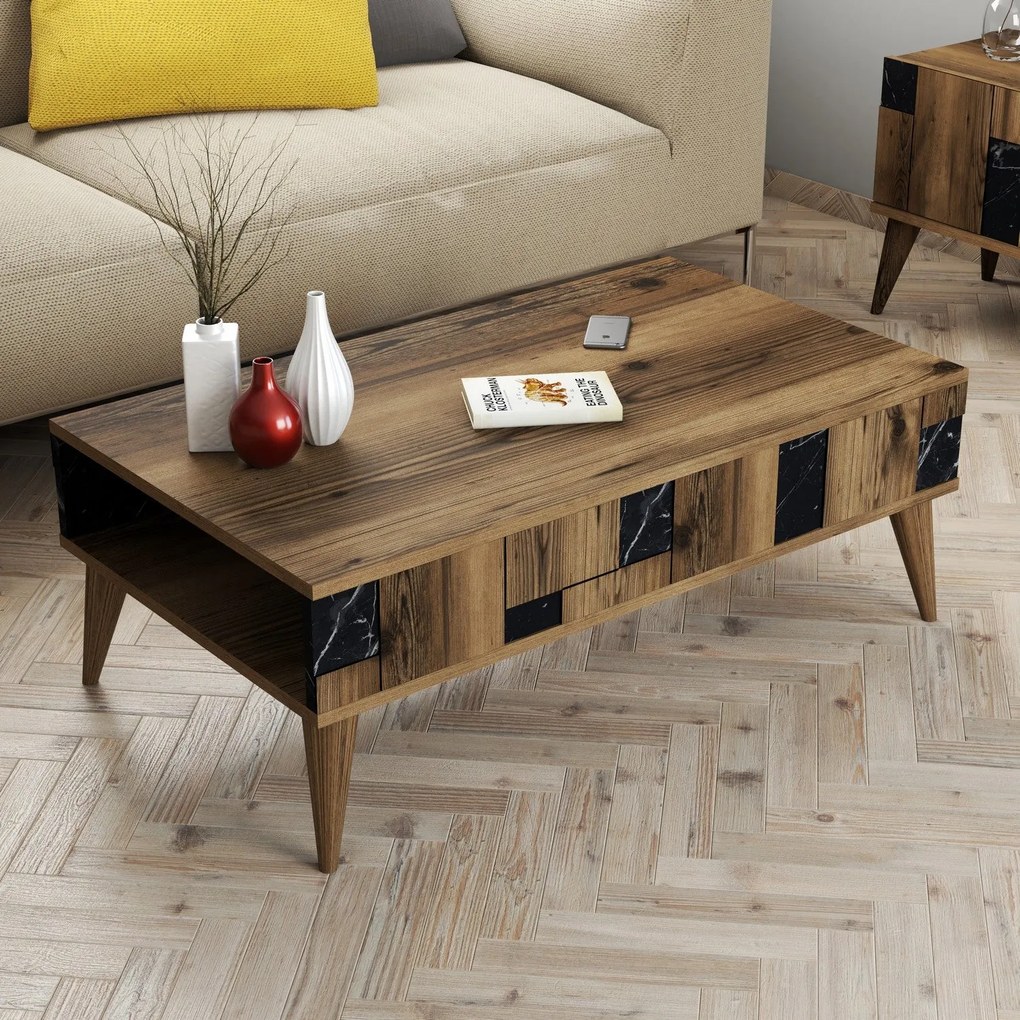 Mesa de Centro Madrid – Noz/Preto – 105x37,6x60 cm