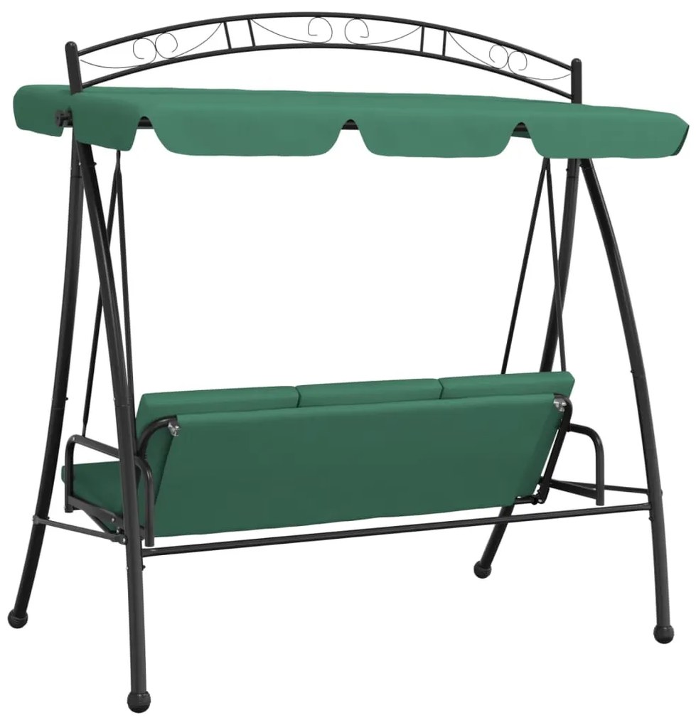 Banco de baloiço para jardim com toldo 198 cm tecido/aço verde