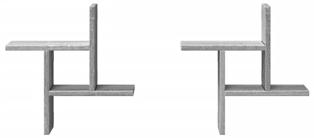 Prateleiras de parede 2 pcs derivados madeira cinzento sonoma