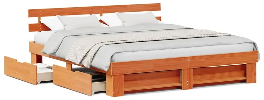 Estrutura da Cama Castanho-mel 180 x 200 cm Madeira Sólida