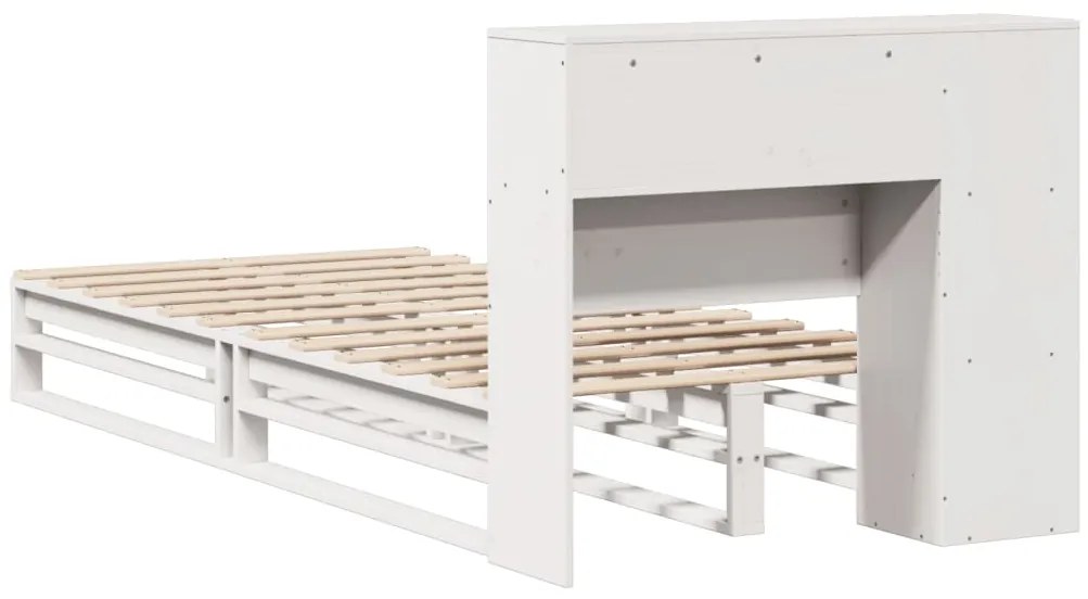 Cama com estante sem colchão 90x190 cm madeira maciça branco
