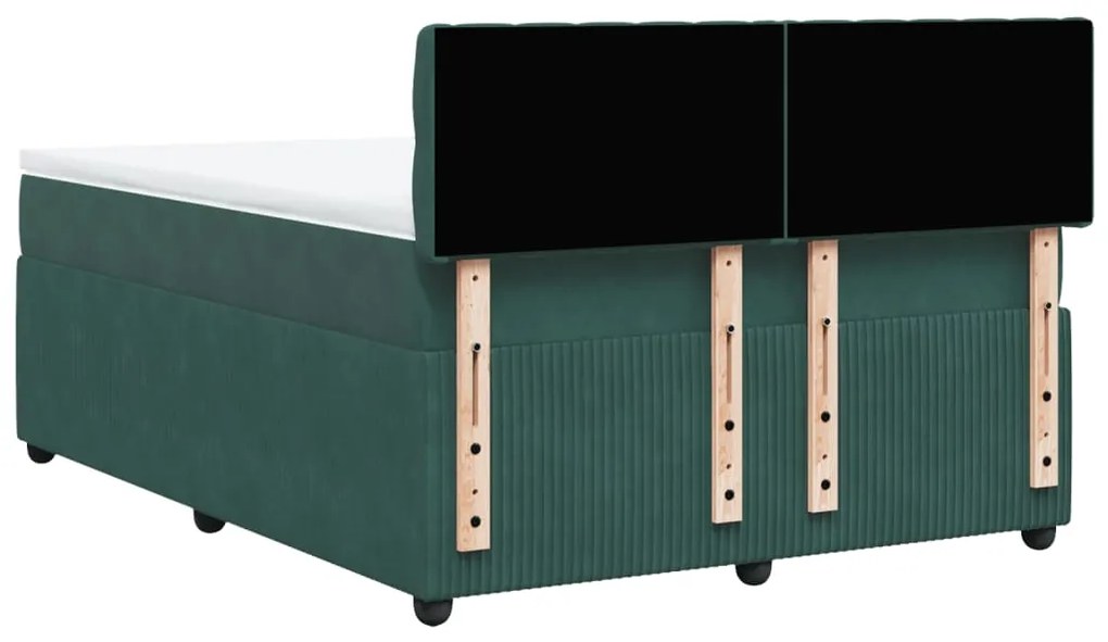Cama com molas/colchão 140x200 cm veludo verde-escuro