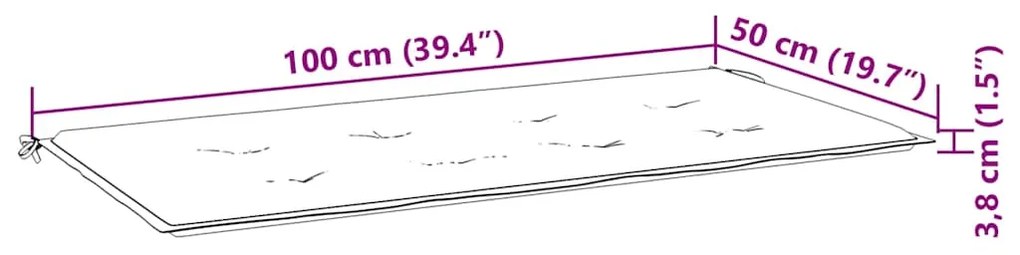 Almofadão p/ banco de jardim 100x50x4 cm tecido oxford multicor