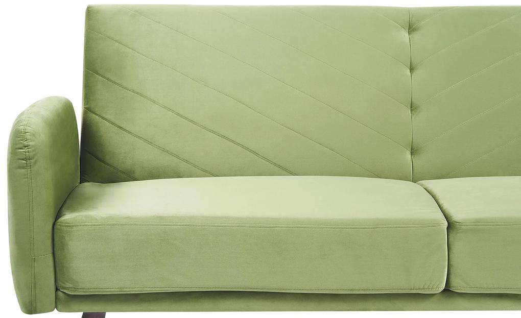 Sofá-cama de 3 lugares em veludo verde azeitona SENJA Beliani