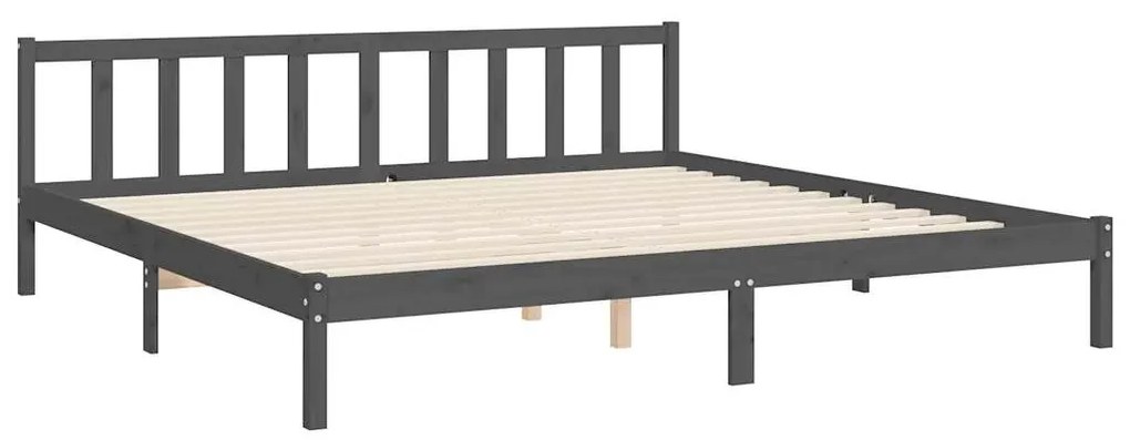 Estrutura de cama com cabeceira 200x200 cm madeira maciça cinza