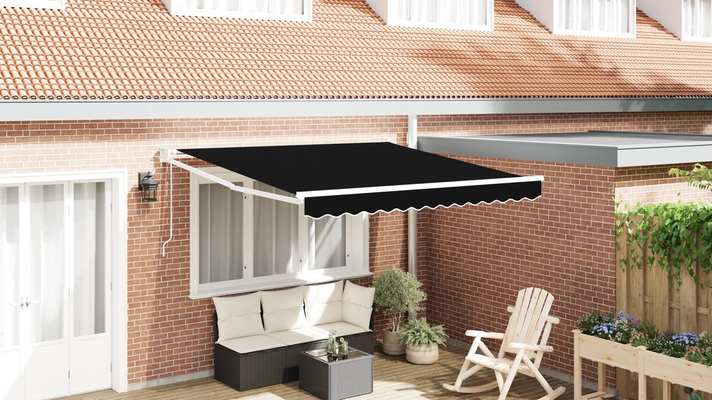 Toldo Retrátil Automático vidaXL Preto 300x250 cm