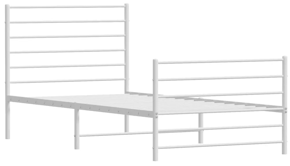 Estrutura de cama com cabeceira e pés 75x190 cm metal branco