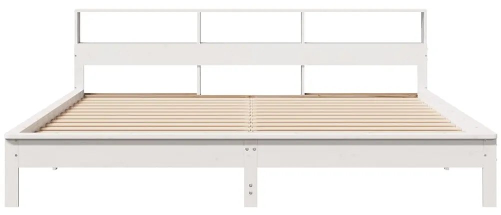 Cama sem colchão 200x200 cm madeira de pinho maciça branco