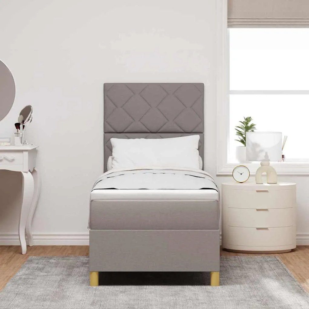 Cama Box Spring com Colchão Taupe 80x200 cm Tecido