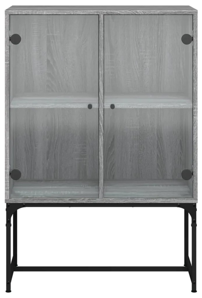 Armário de apoio c/ portas de vidro 69x37x100 cm cinza sonoma