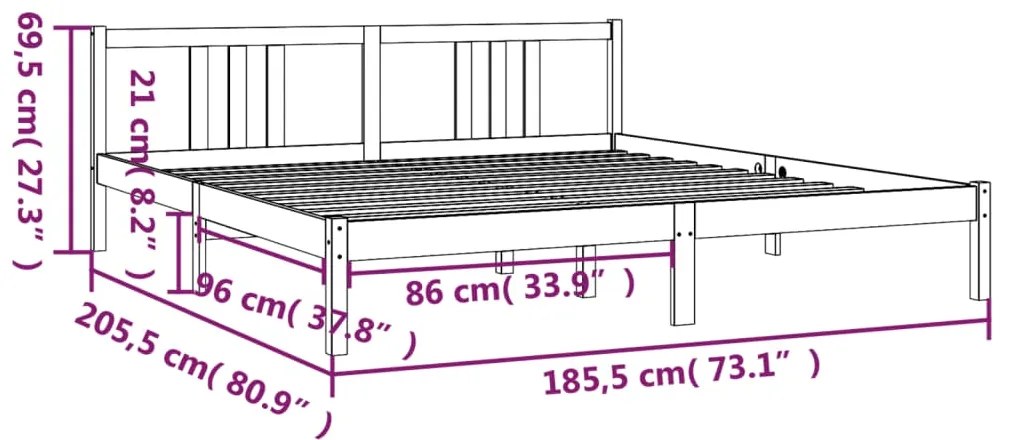 Estrutura de cama super king 180x200 cm madeira maciça cinza