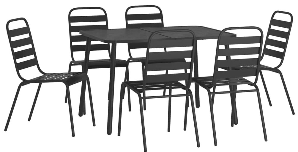 7 pcs conjunto de jantar para jardim aço antracite