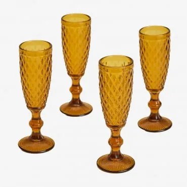 Pacote De 4 Taças De Champanhe De 15cl Em Copo Koviran Ocre Amarelo - Sklum