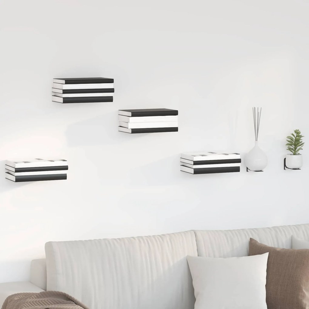 vidaXL Prateleira Flutuante Invisível 4 pcs Preto 6 x 11 x 6.5 cm