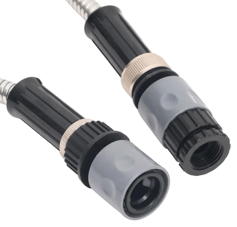 Mangueira jardim c/ pulverizador 0,6" 30 m aço inox. prateado