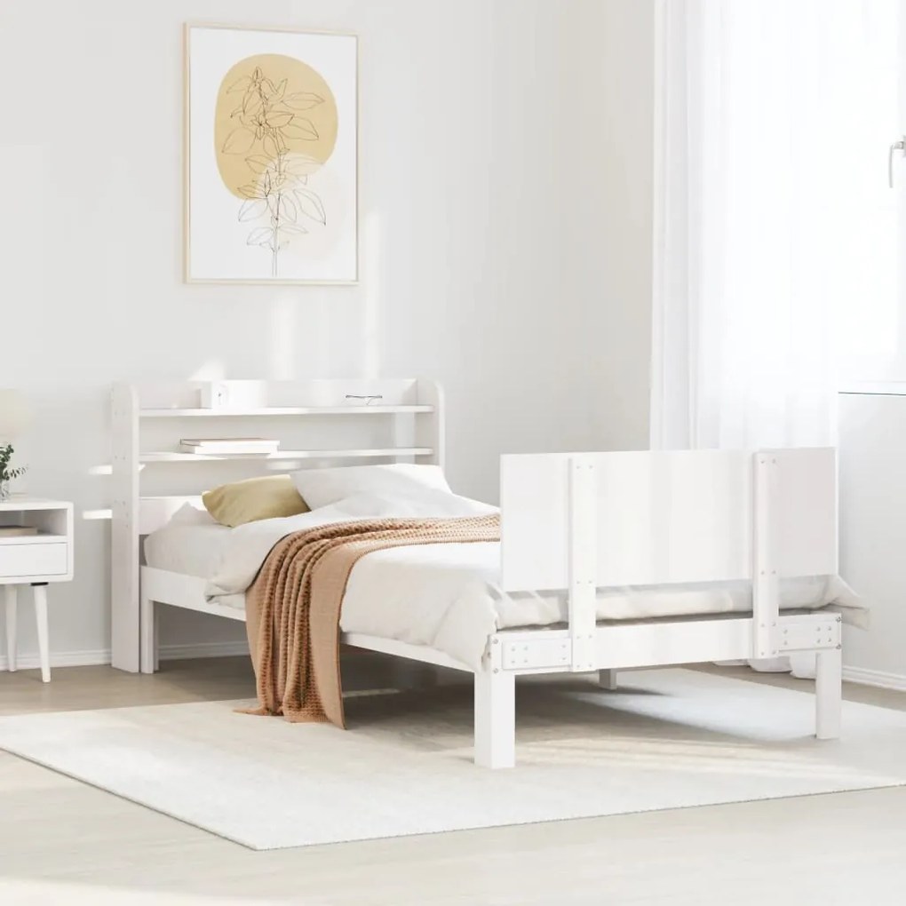 Estrutura de cama c/ cabeceira sem colchão 90x200 cm branco