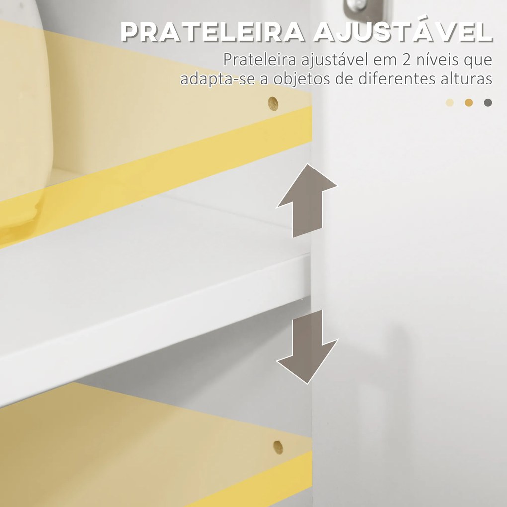 Armário de Cozinha para Micro-ondas Armário Baixa de Cozinha com 3 Portas Gaveta e Compartimentos 90x30x94 cm Branco