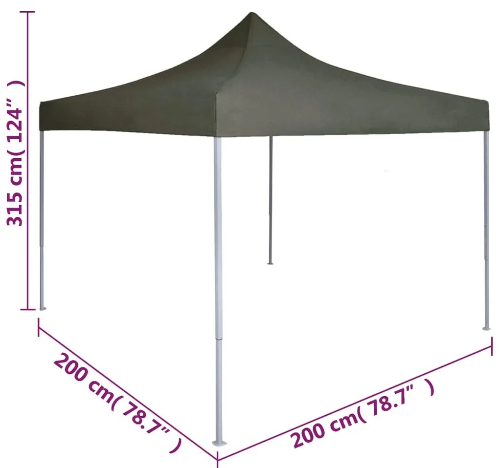 Tenda dobrável profissional para festas 2x2 m aço antracite