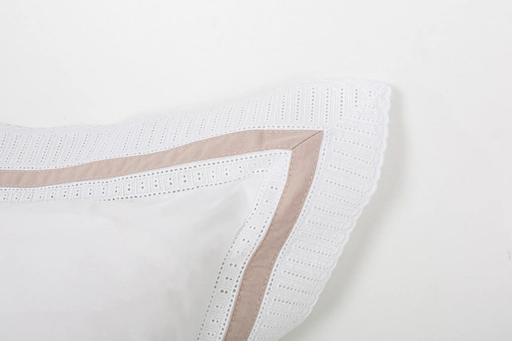 Sacos para edredão  - Roma algodão percal 200 fios: Branco / Branco 2 Fronhas Oxford 60x60 cm ( Renda 4 lados )