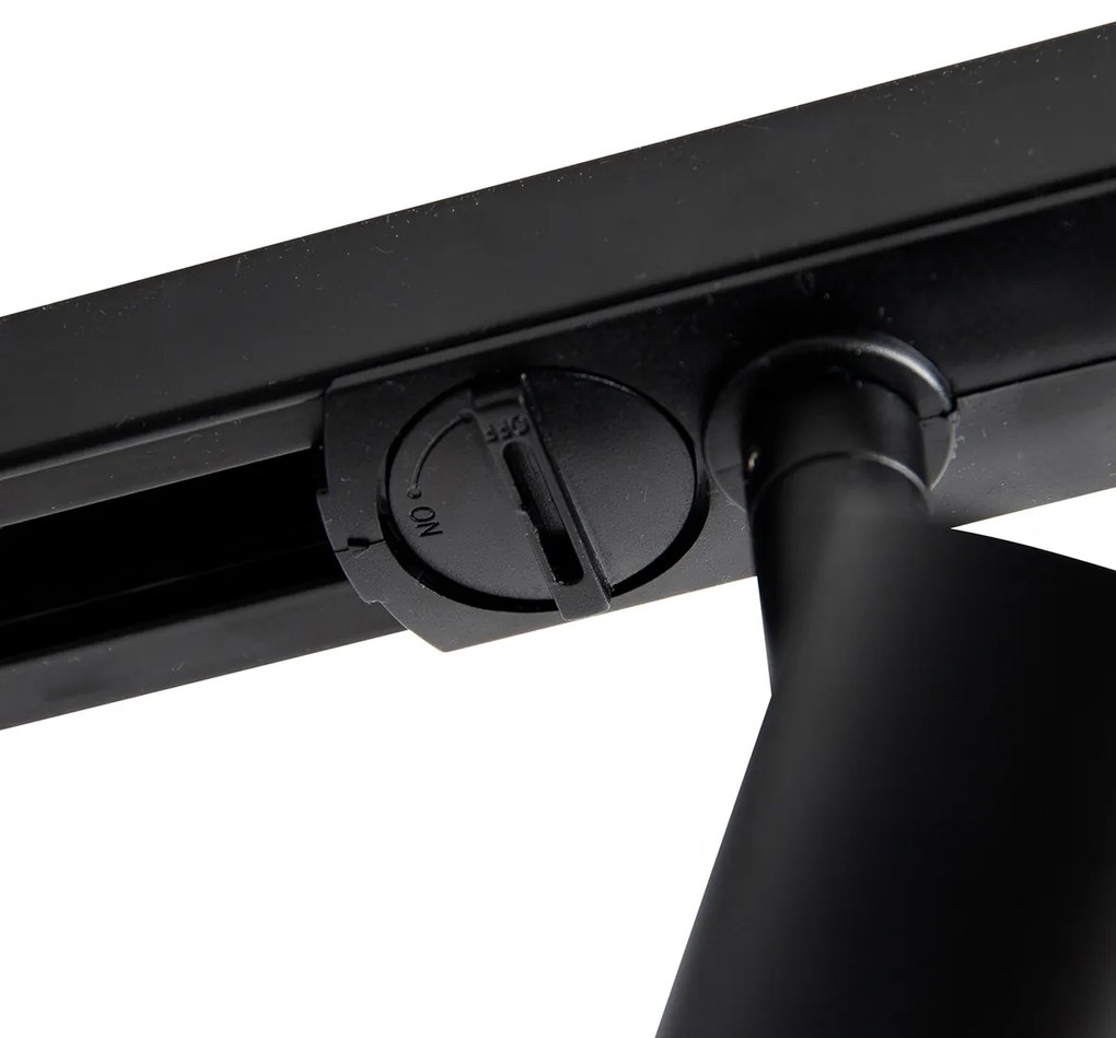 Sistema de iluminação de trilho moderno com 3 focos pretos monofásicos 100 cm - Iconic Jeany