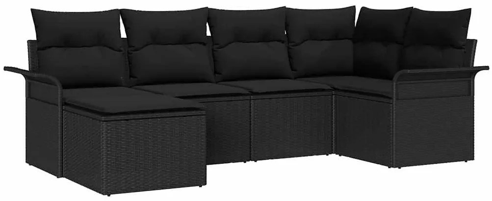 Conjunto de Sofá de Jardim de 6 Peças com Almofadas em Rattan Poly Pre