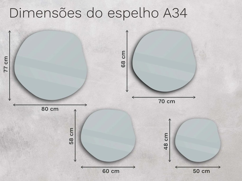 Espelho LED orgânico com iluminação A34 80x77