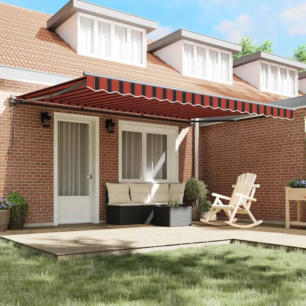 Toldo Retrátil Manual Laranja e Marrom 450x300 cm