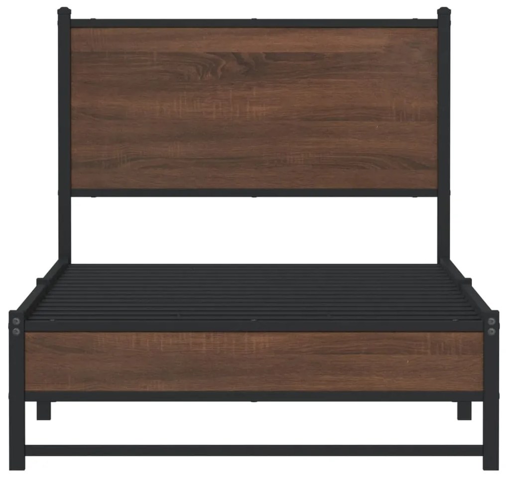 Estrutura de cama sem colchão 90x190 cm metal carvalho castanho