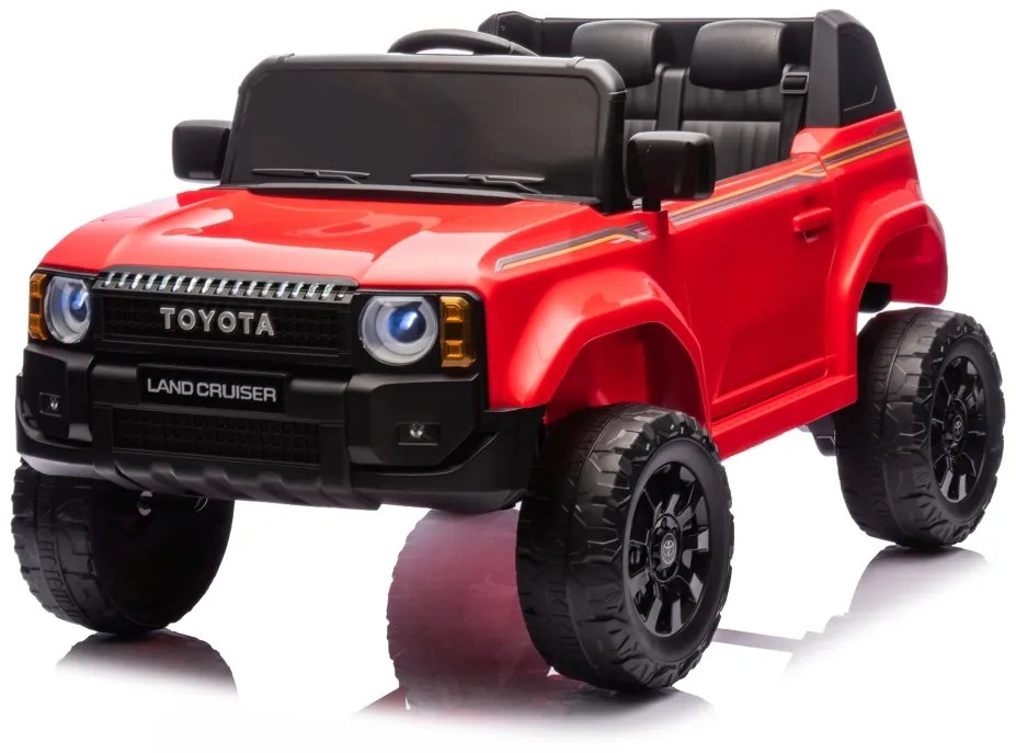 Carro elétrico para Crianças Toyota Land Cruiser PRADO 12V 4x4 Rodas Espuma EVA, Assento couro ecológico Vermelho