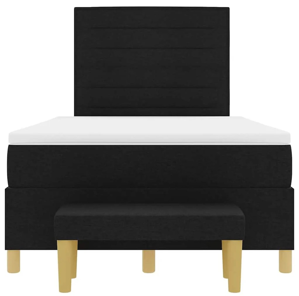 Cama Box com Colchão &amp; Banco Preto 120x190 cm Tecido