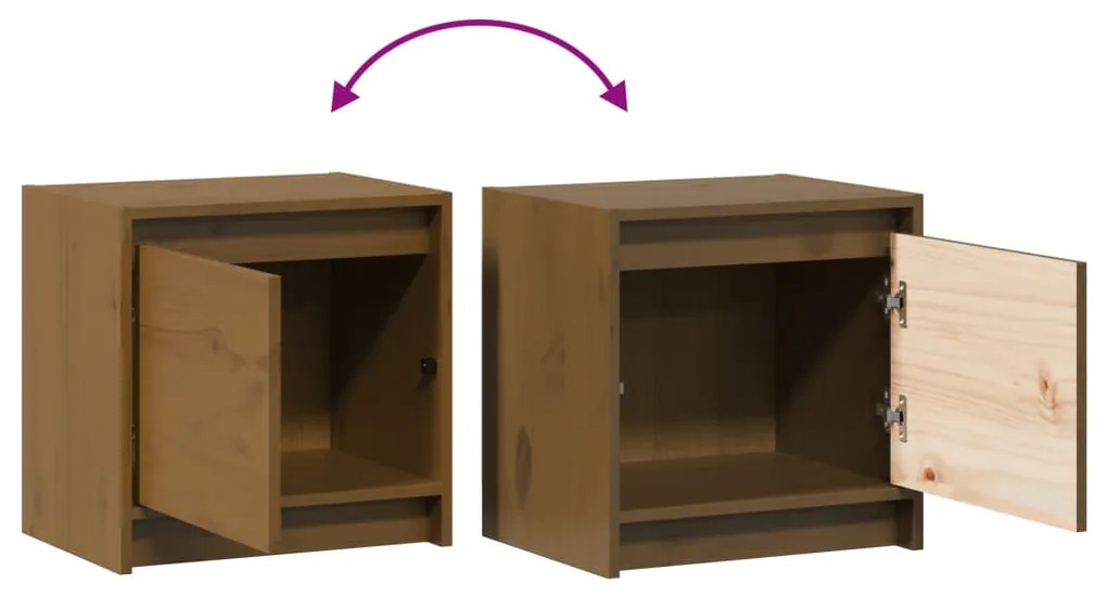 Mesas de cabeceira 2 pcs 40x30,5x40cm pinho maciço castanho mel