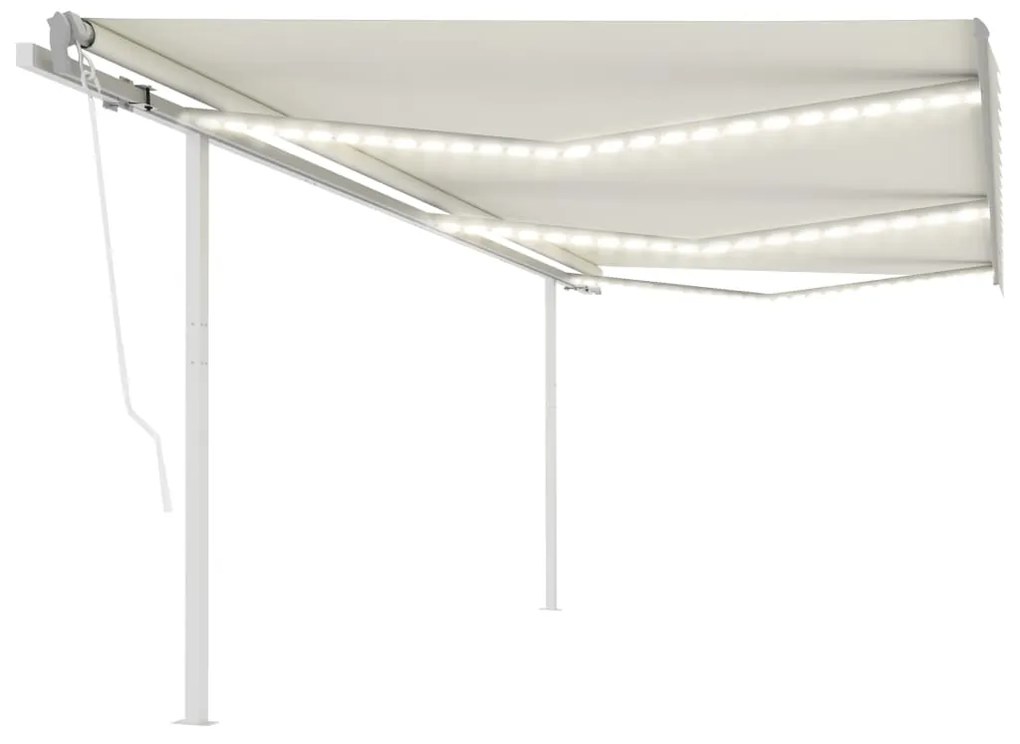 vidaXL Toldo automático c/ LED e sensor de vento 6x3,5 m cor creme