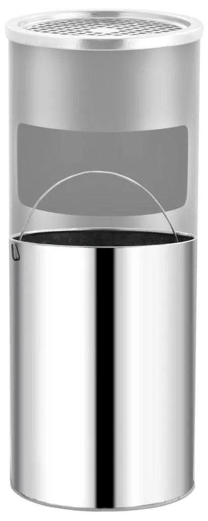 Caixote do lixo com cinzeiro para hotel 30 L aço cinzento