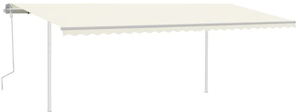 Toldo retrátil manual com postes 6x3,5 m cor creme