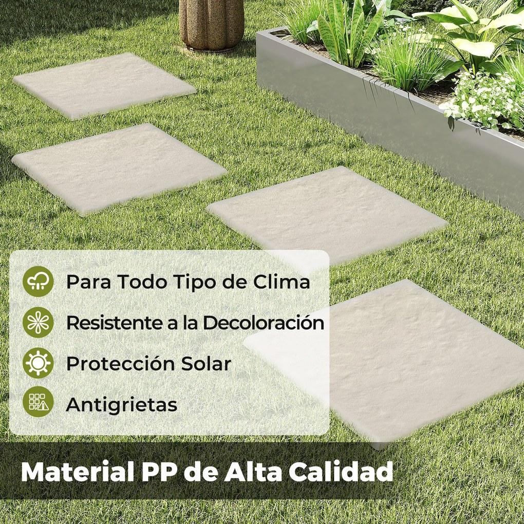 Conjunto de 16 degraus de 39,5 x 39,5 cm com estacas de fixação ao solo e pedras decorativas para passarelas de jardim, pavimentos exteriores, relvado