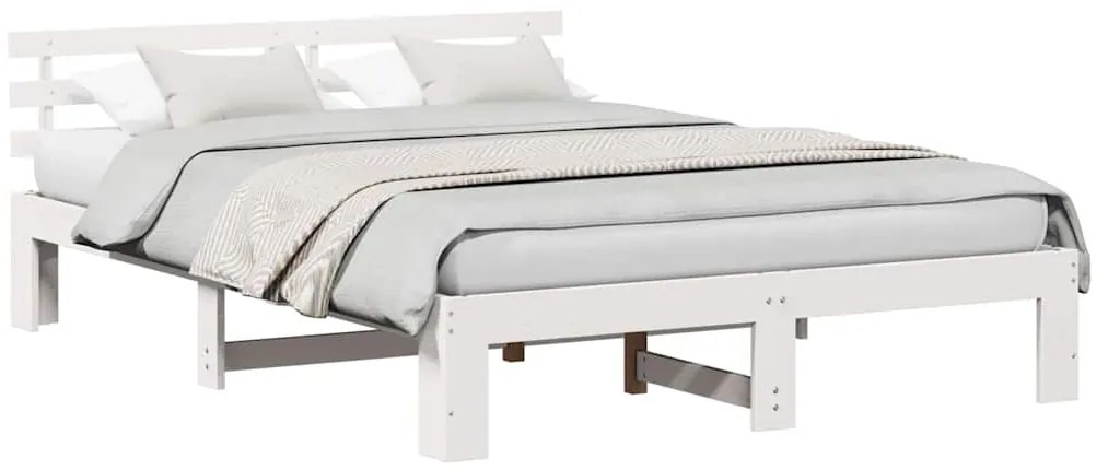 Estrutura de Cama de Madeira Branca Madeira 160 x 200 cm Durável