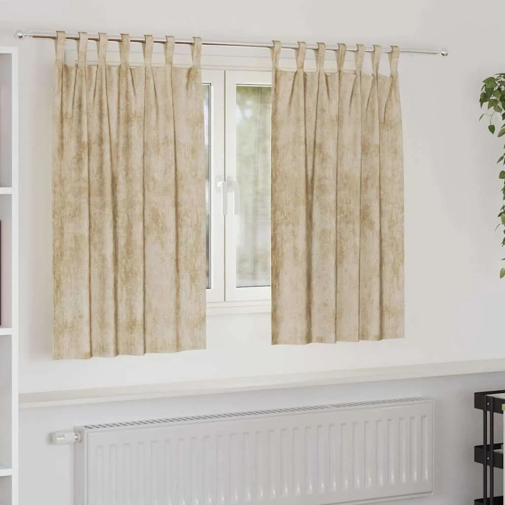 vidaXL Cortinas de Veludo 2 pcs com Ilhós Creme 140 x 140 cm