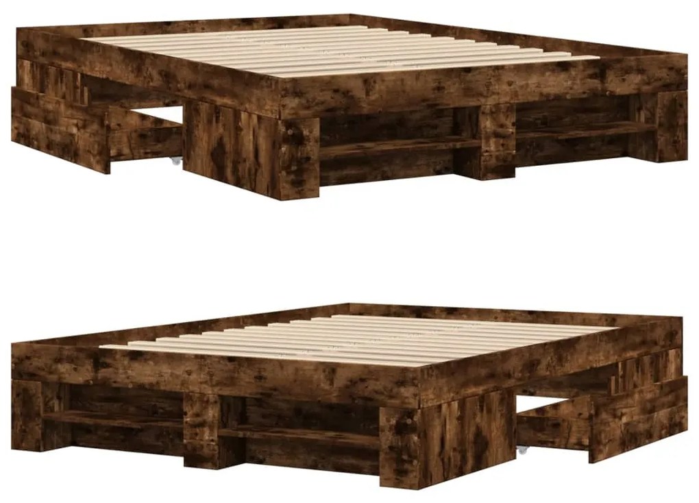 Estrutura cama s/ colchão derivados de madeira carvalho fumado