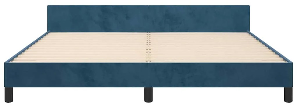 Estrutura de cama sem colchão 160x200 cm veludo azul-escuro