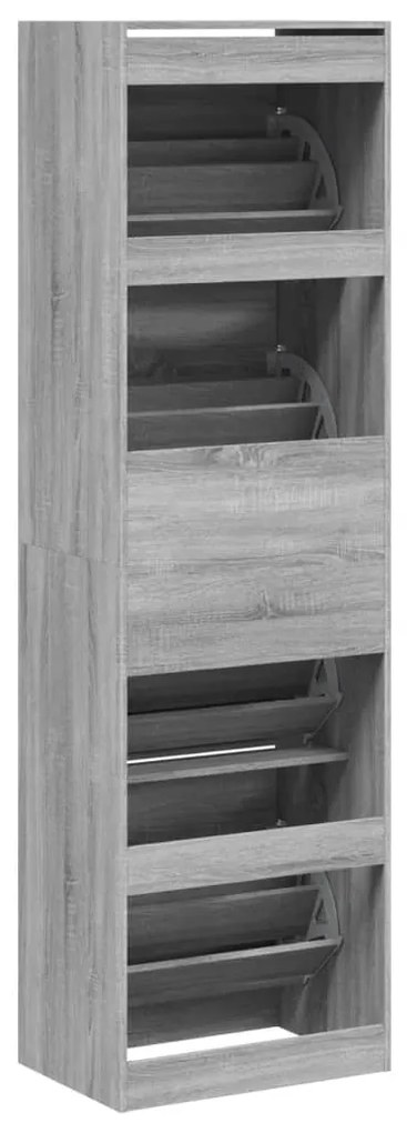 Sapateira c/ 4 gavetas articuladas 60x42x204 cm cinza sonoma