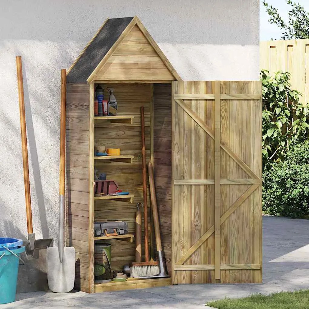 Abrigo ferramentas jardim porta 69,5x32x178cm pinho impregnado