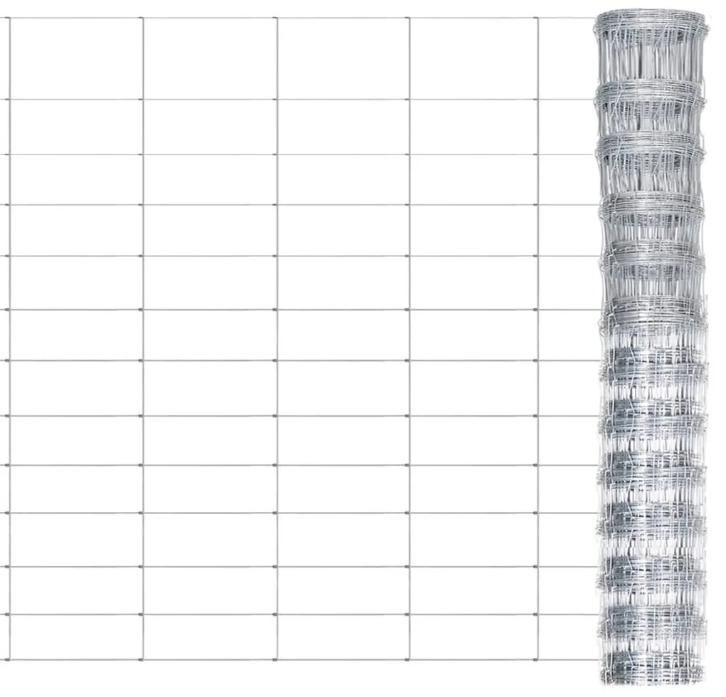 vidaXL Cerca de jardim 50x1,25 m aço galvanizado prateado