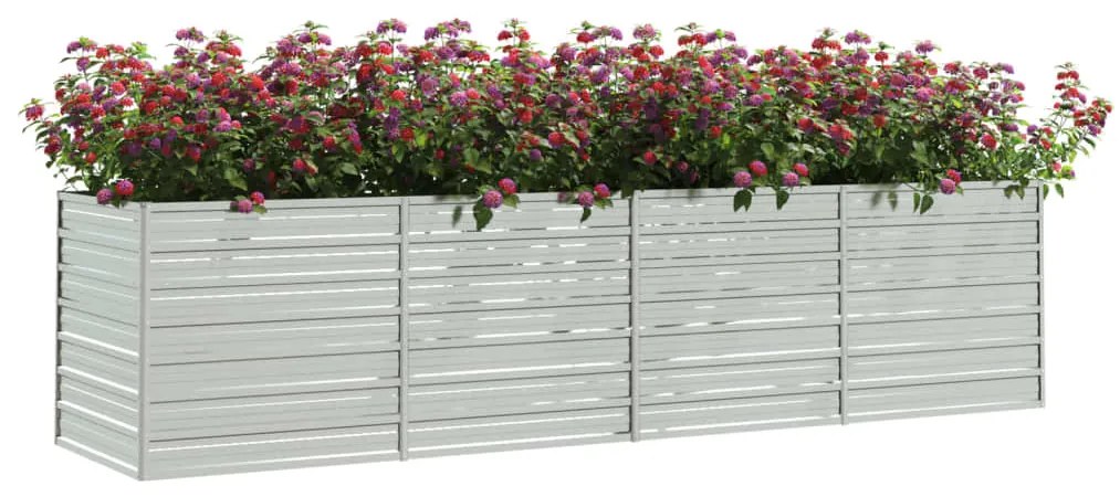 Canteiro elevado de jardim 320x80x77cm aço galvanizado prateado